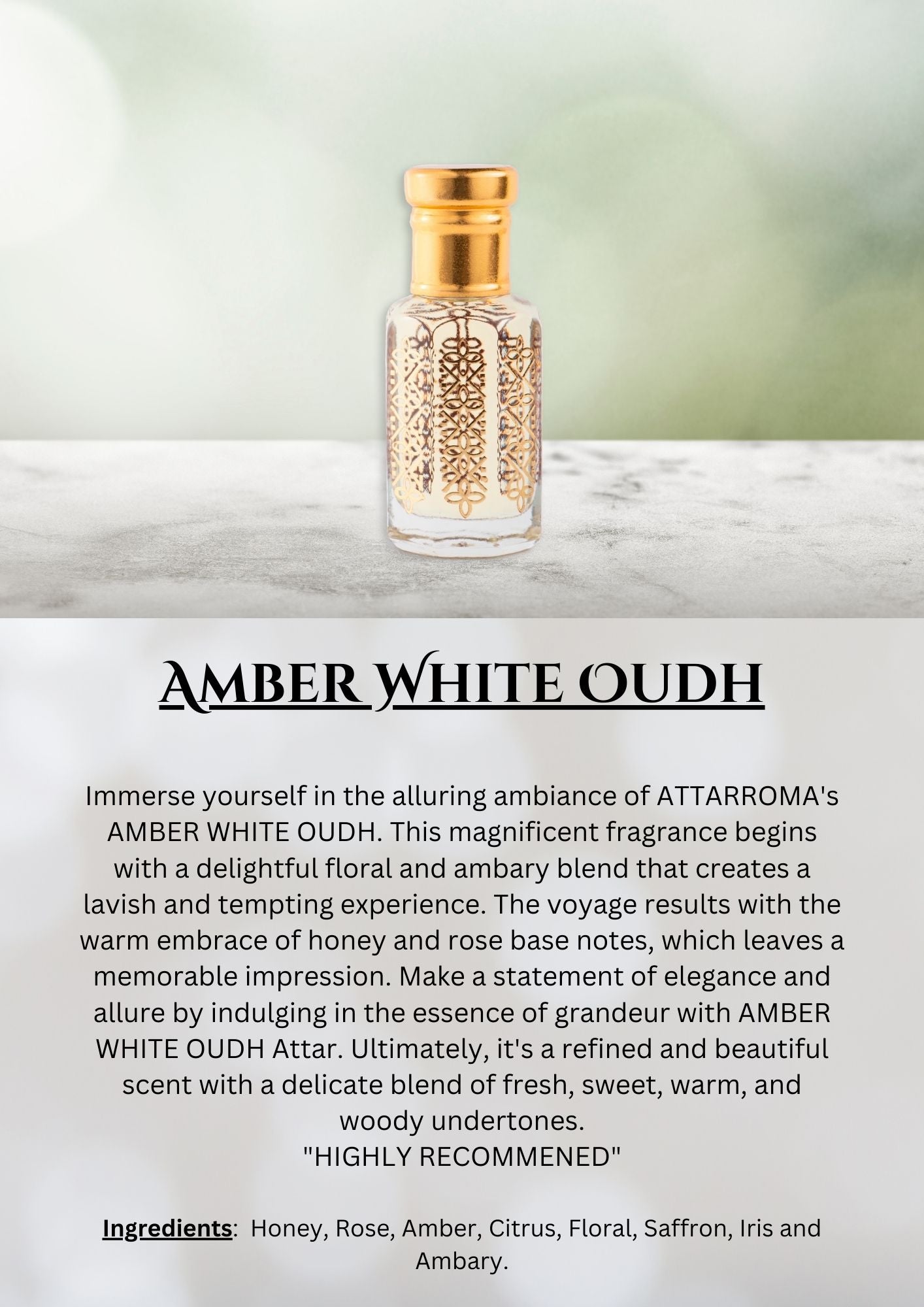 Amber White Oudh 12ML (ONE TOLA)